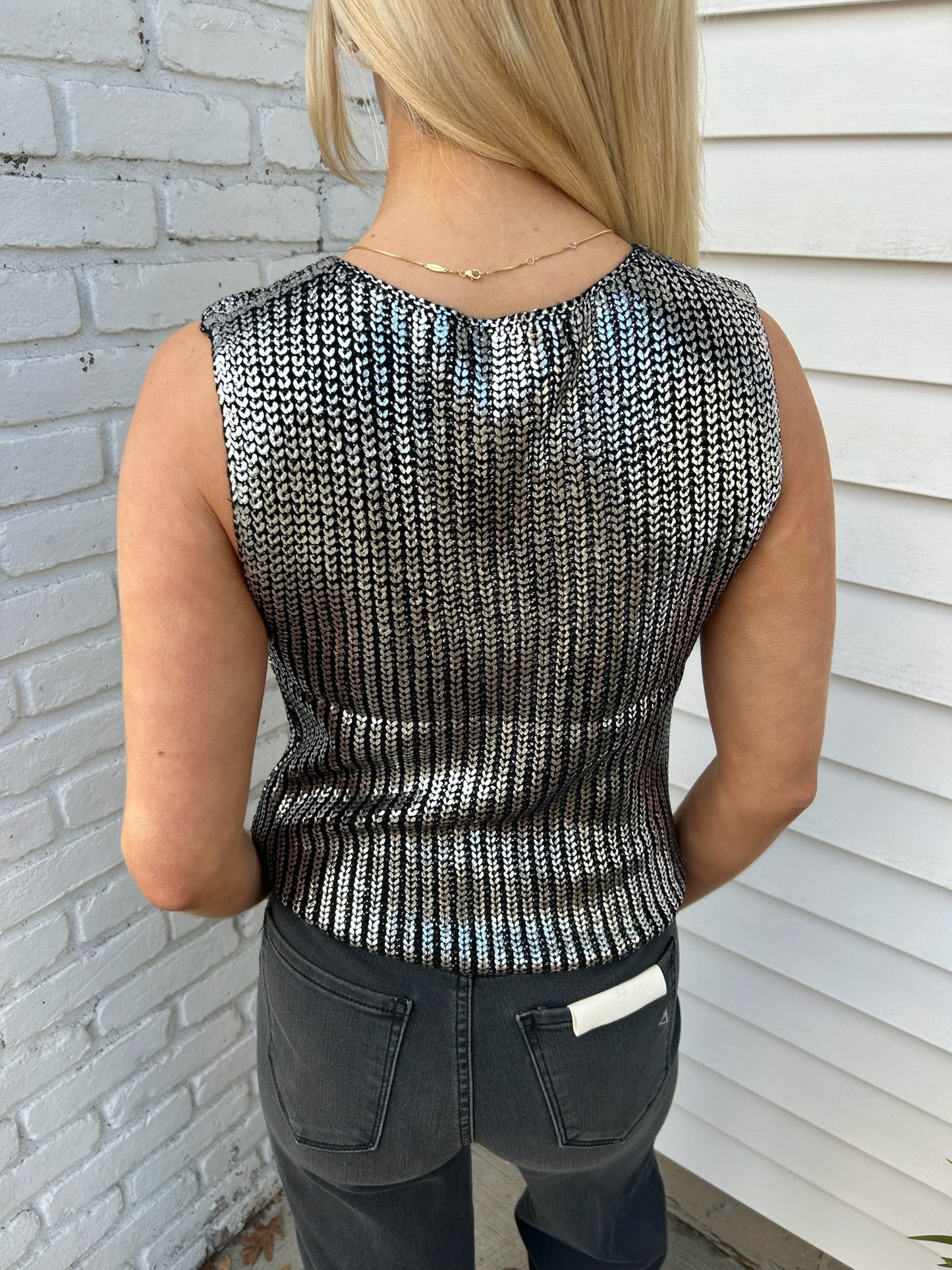 METALLIC SWEATER TANK
