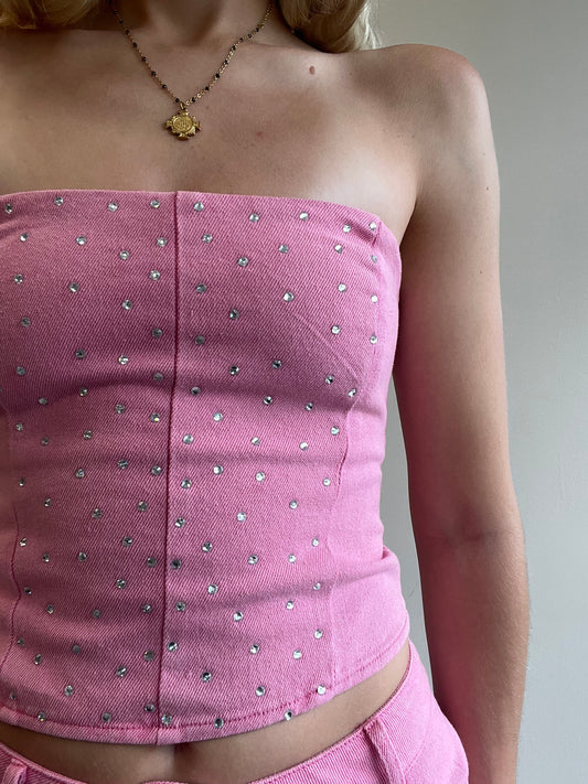 KATIE RHINESTONE CORSET TOP