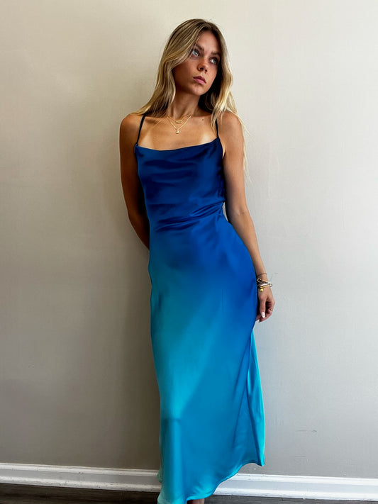OMBRE CRISS CROSS MAXI DRESS