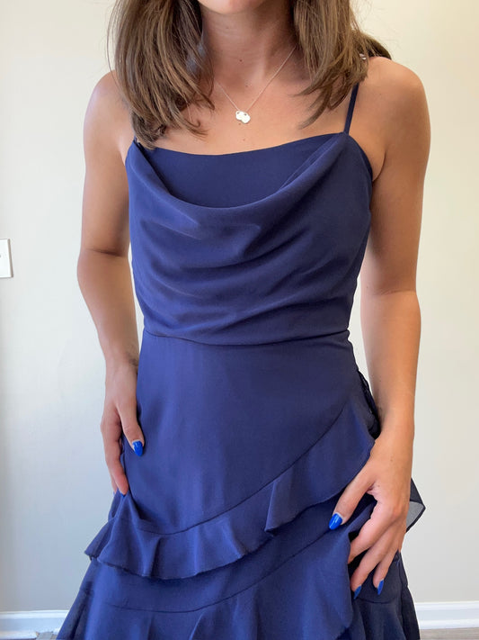 HIGH-LOW RUFFLE MINI DRESS