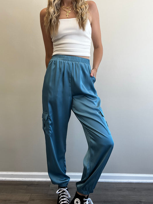 SATIN CARGO JOGGERS