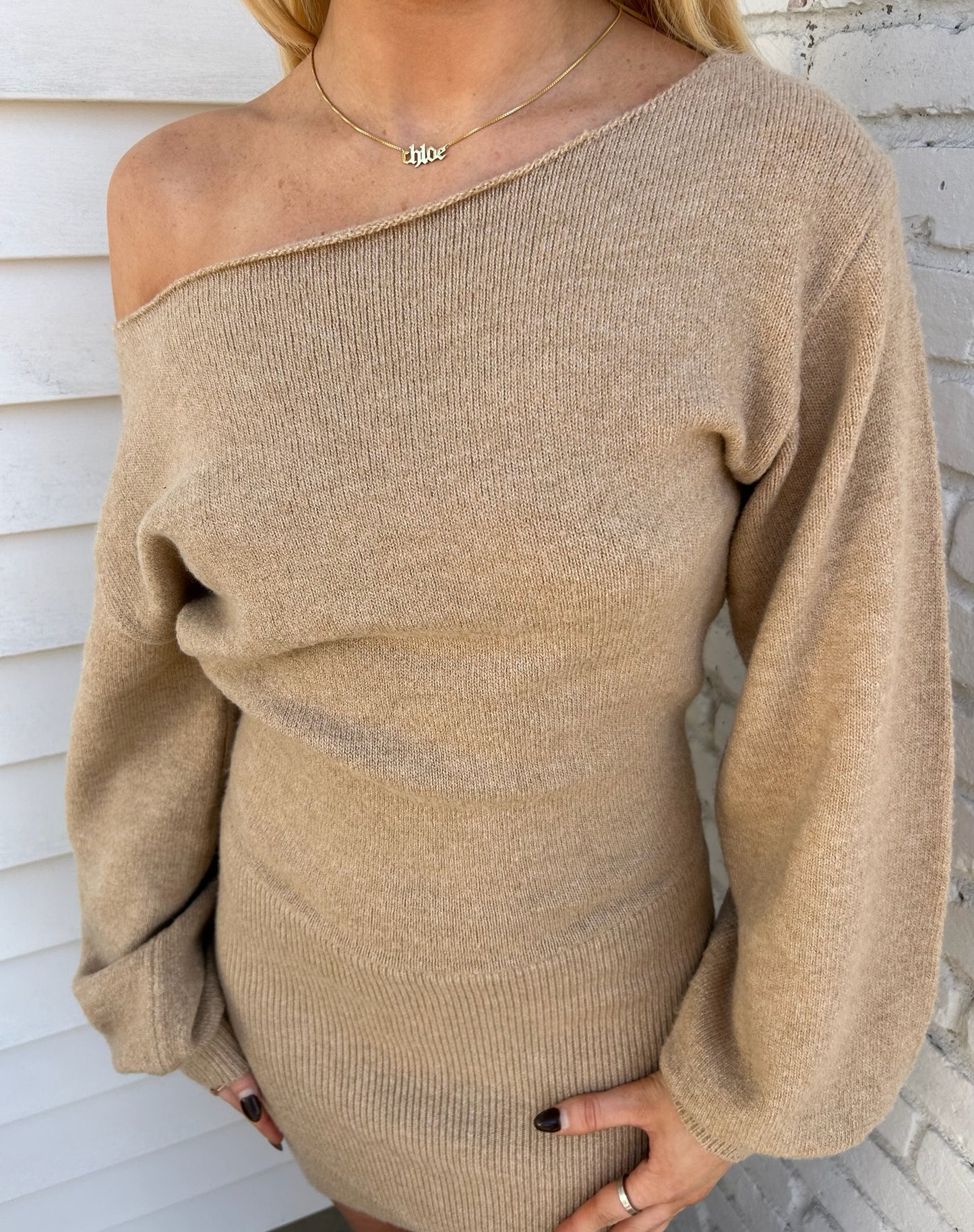 BOAT NECK SWEATER DRESS