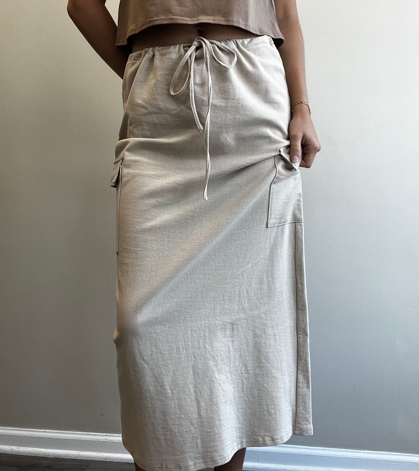 KNIT CARGO MAXI SKIRT