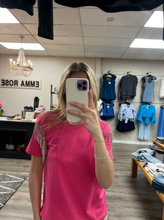 Rhinestone Fringe Tee
