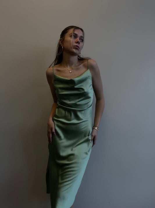NIKKI COWL NECK SIDE SLIT MAXI