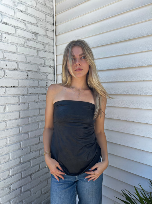 MONICA PLEATHER TUBE TOP