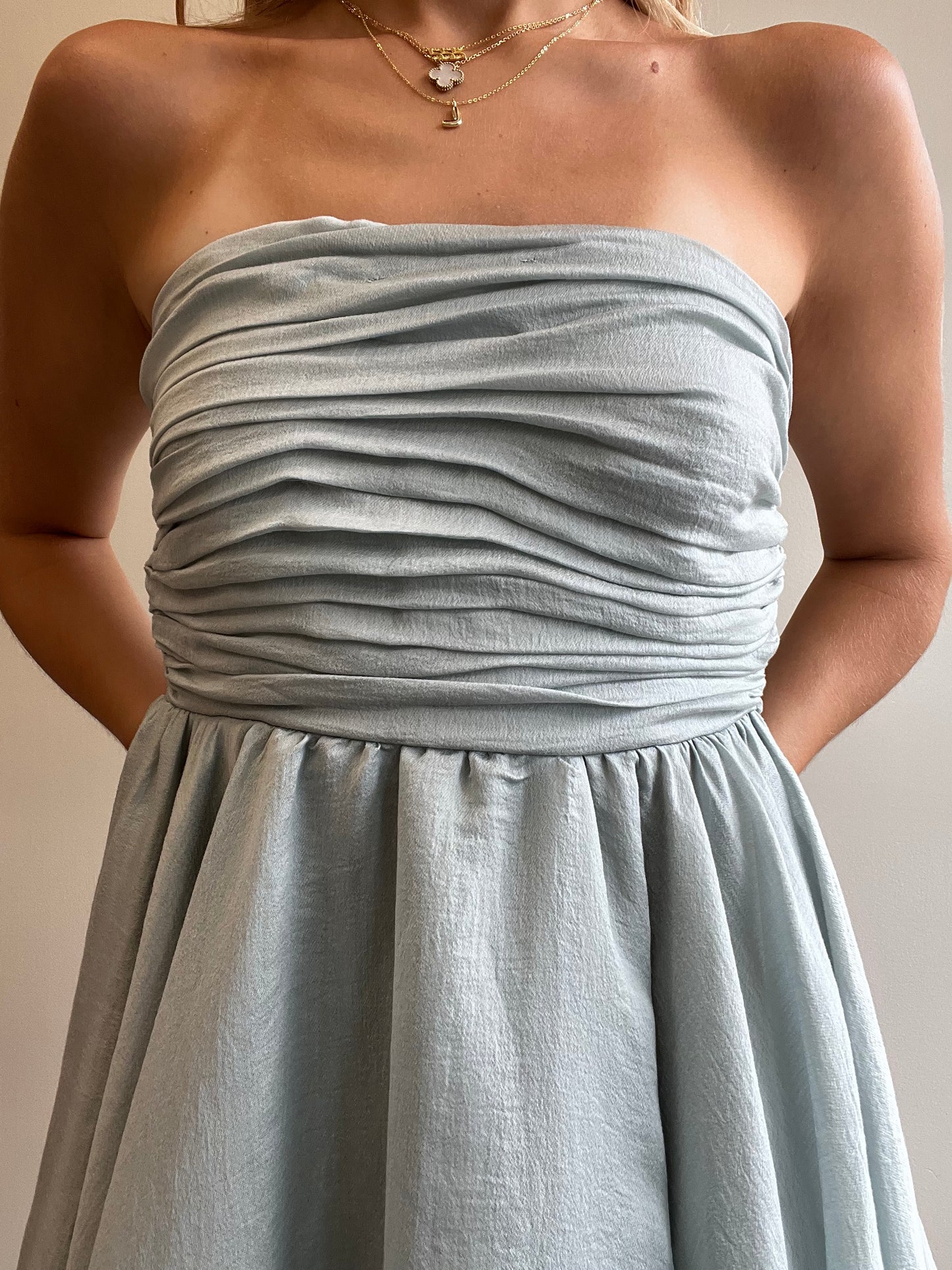 GATHERED BALLERINA MINI DRESS