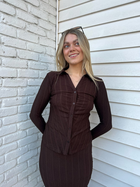 STRIPE BUTTON DOWN KNIT TOP