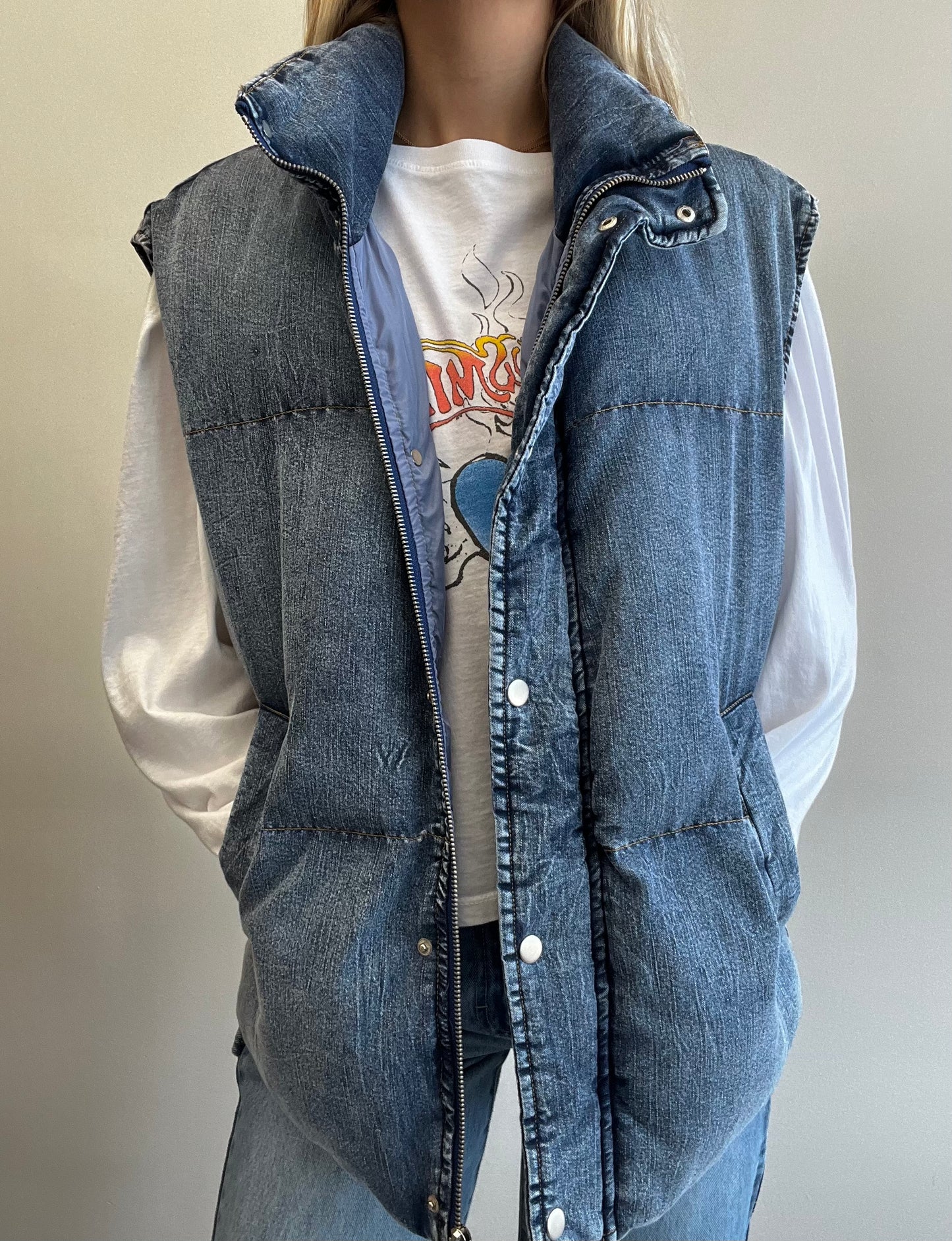 DENIM PUFFER VEST
