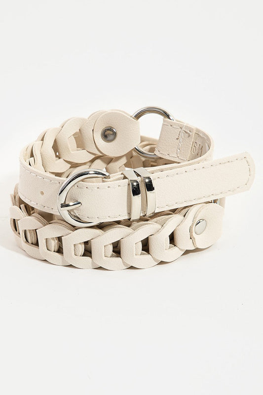WOVEN FAUX LEATHER BELT