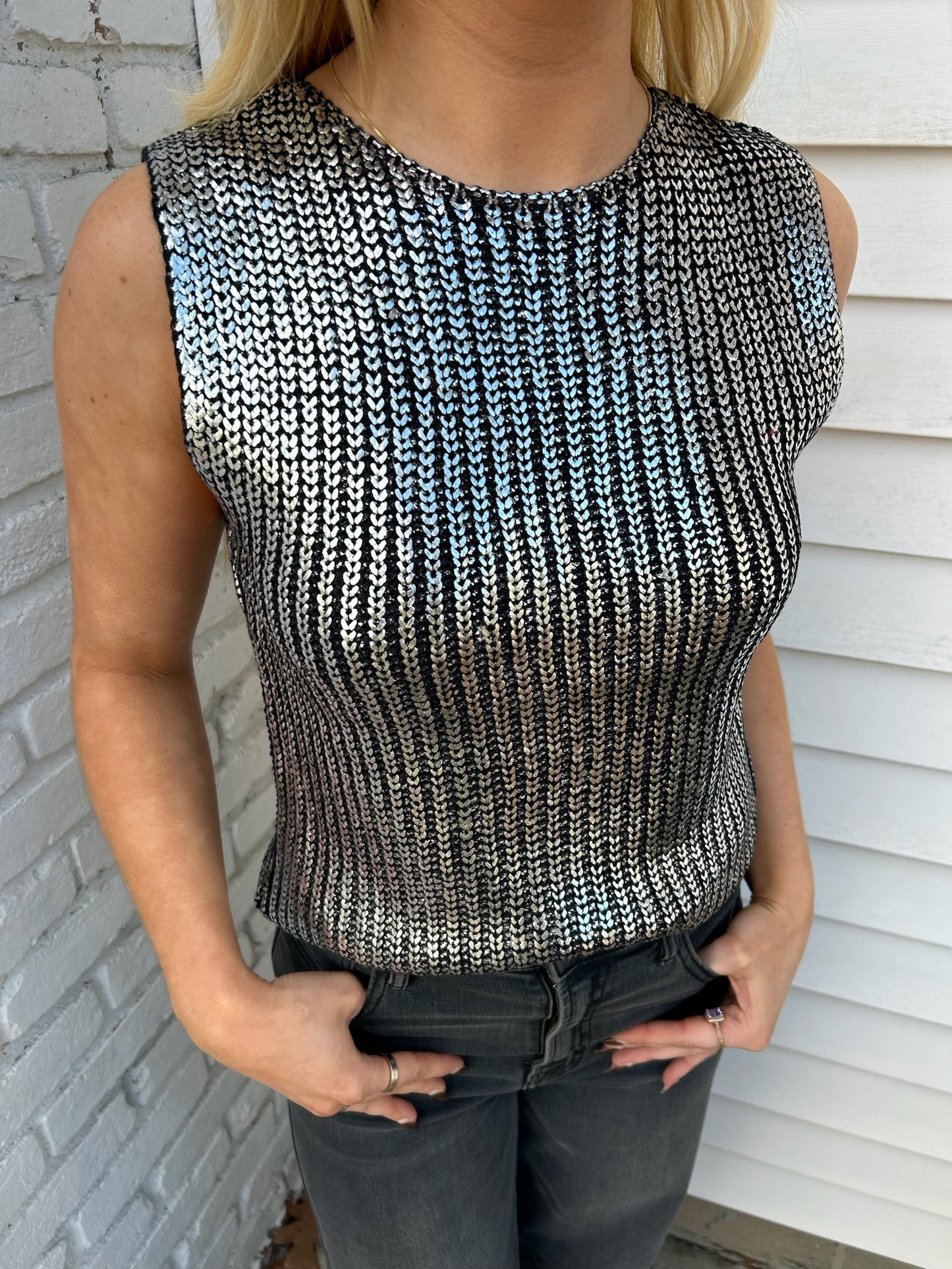 METALLIC SWEATER TANK