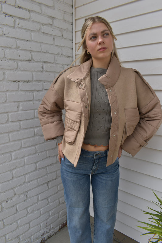 NORA FAUX FUR MIXED MEDIA JACKET
