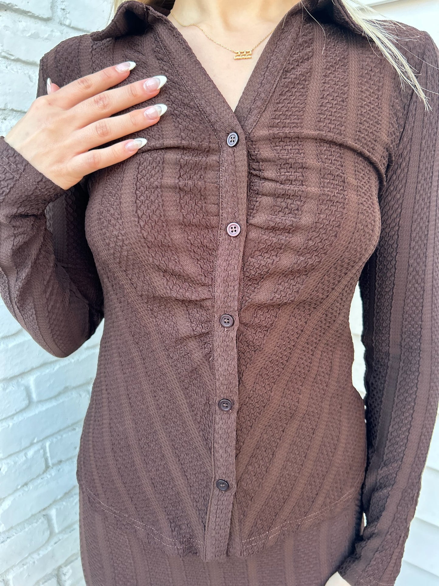 STRIPE BUTTON DOWN KNIT TOP