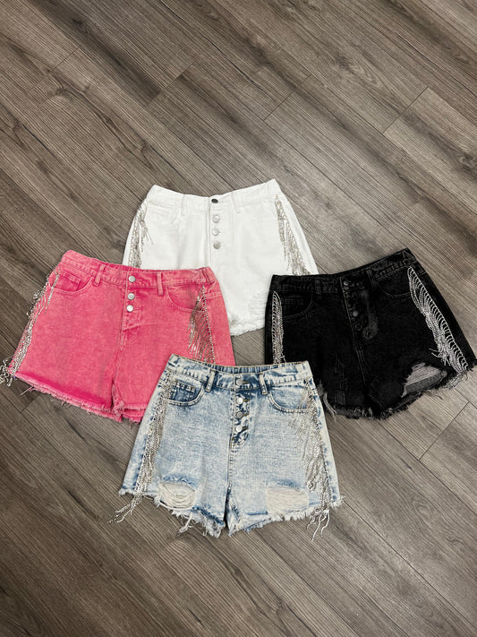 SIDE RHINESTONE SHORTS