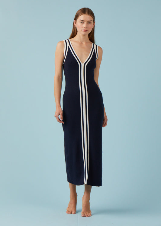 STRIPED BANDED KNIT DRESS
