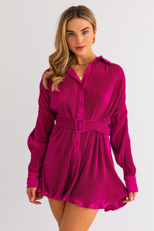 PLEATED SHIRT DRESS